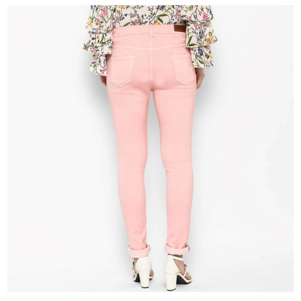 Denim Solid Buttoned Jeans (Pink) - Image 7