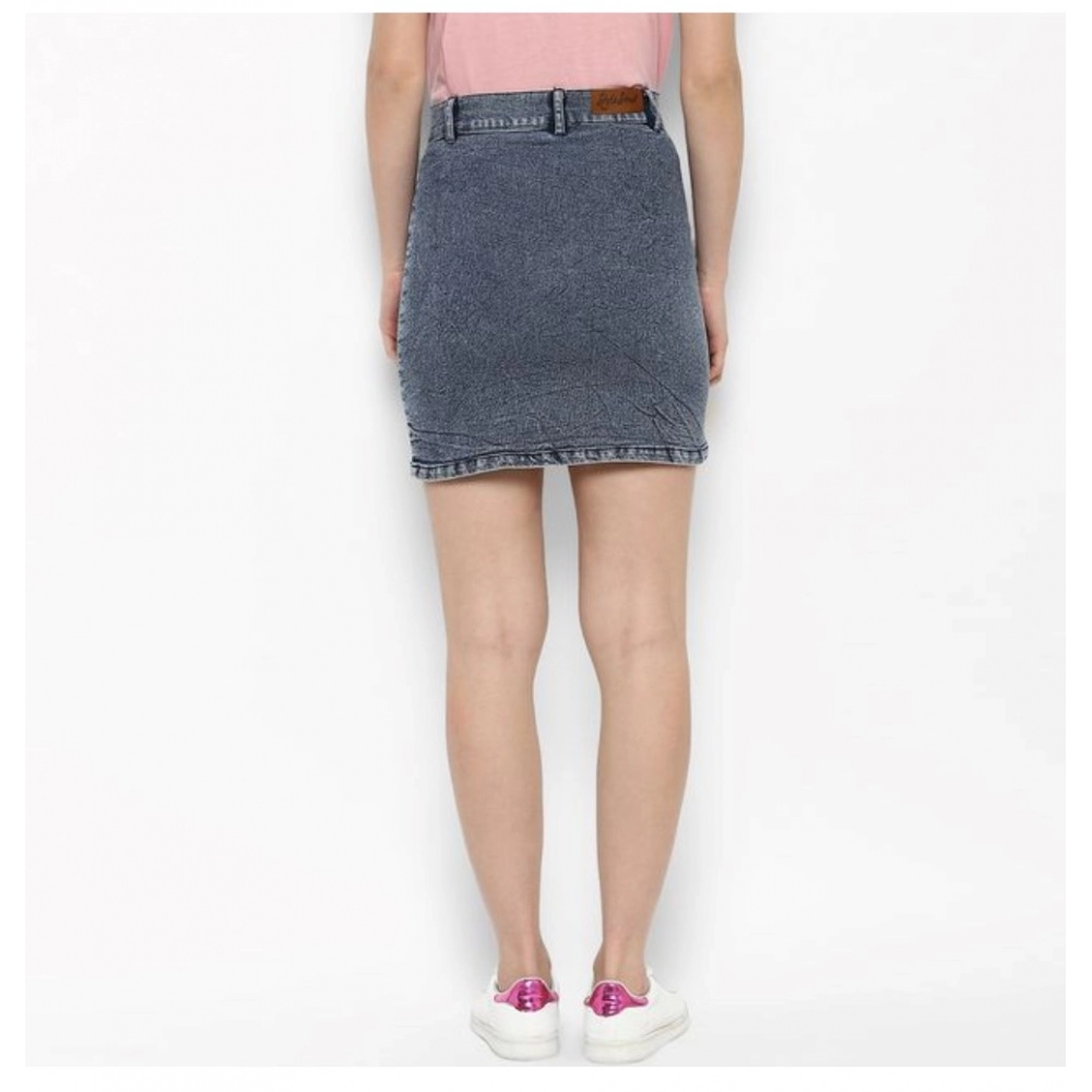 Denim Tie Up Buttoned Skirt (Blue) - Image 7