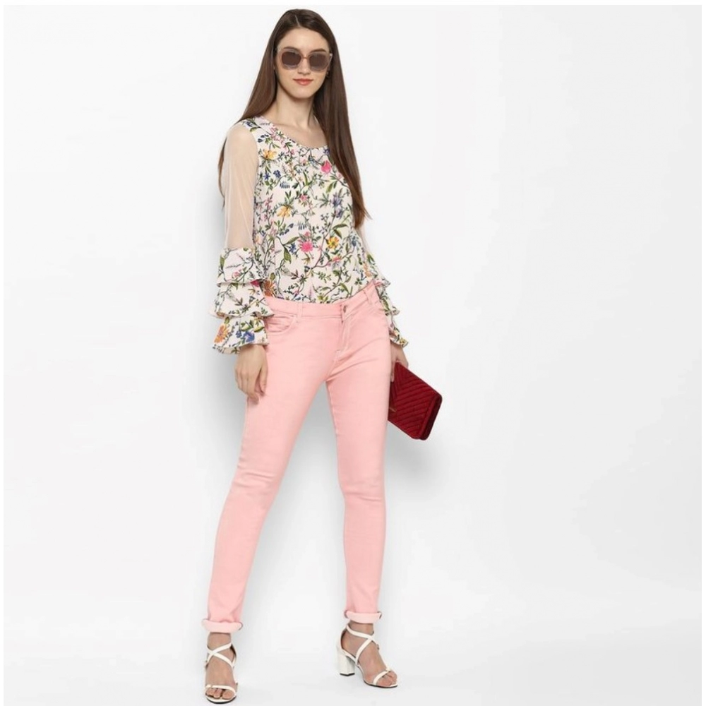 Denim Solid Buttoned Jeans (Pink) - Image 6