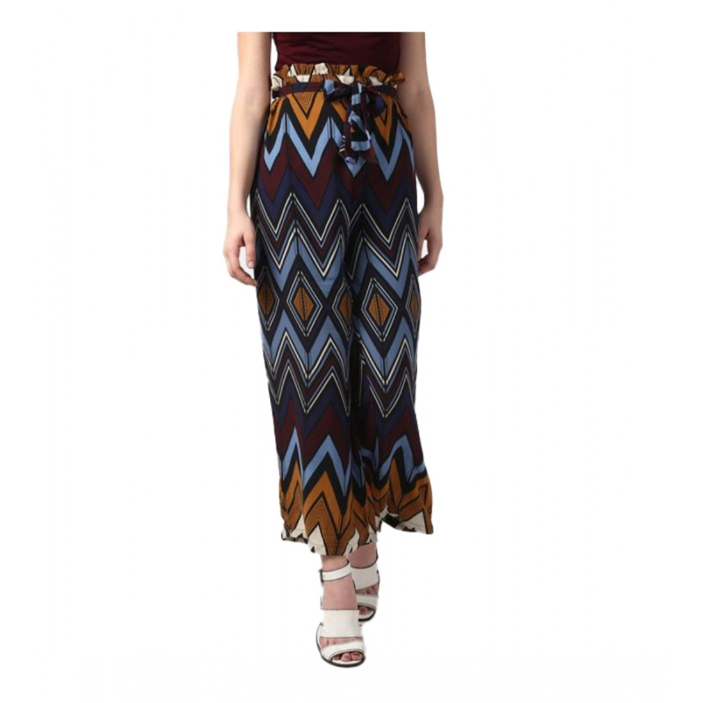 Polyester Chevron Elasticated Trousers (Multicolor)