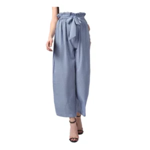 Polyester Striped Elasticated Trousers (Blue)