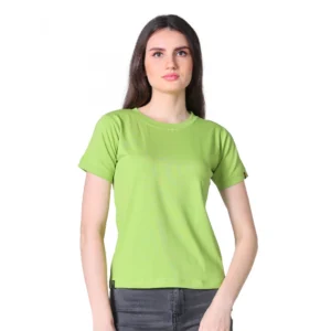 Cotton Blended Solid Round Neck Half Sleeve T-Shirt (Green)