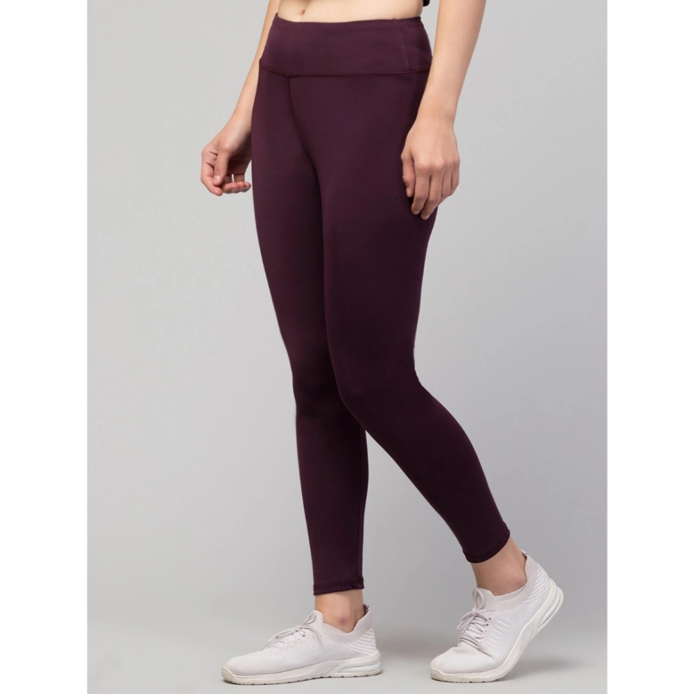 Polyester Solid Ankle Length High-Rise Tights (Purple) - Image 2