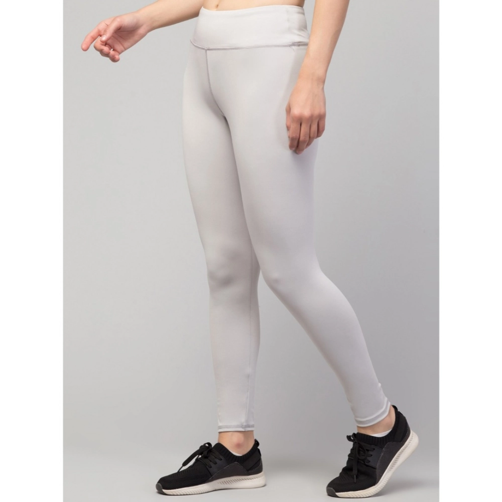 Polyester Solid Ankle Length High-Rise Tights (Light Grey) - Image 2