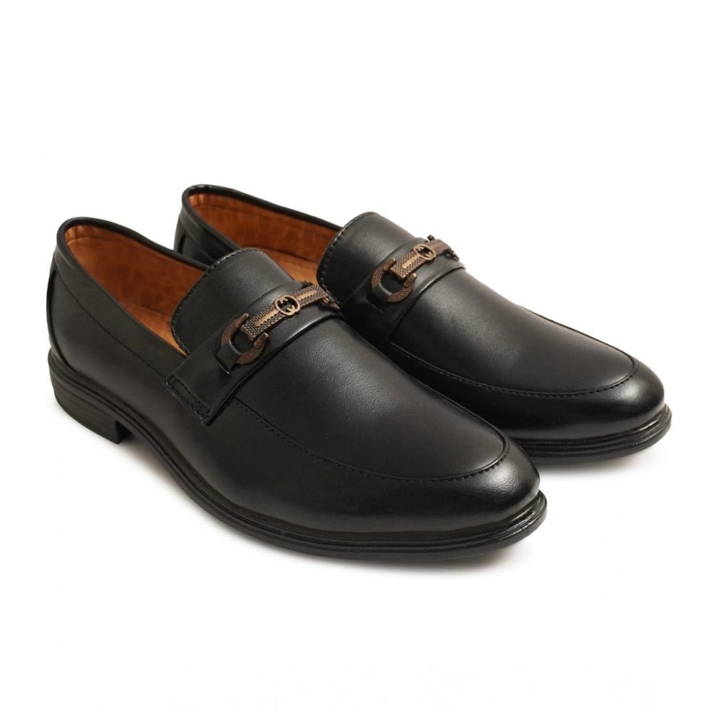 Men's Casual Faux Leather Solid Slip-on Formal Shoes (Black) - Image 3