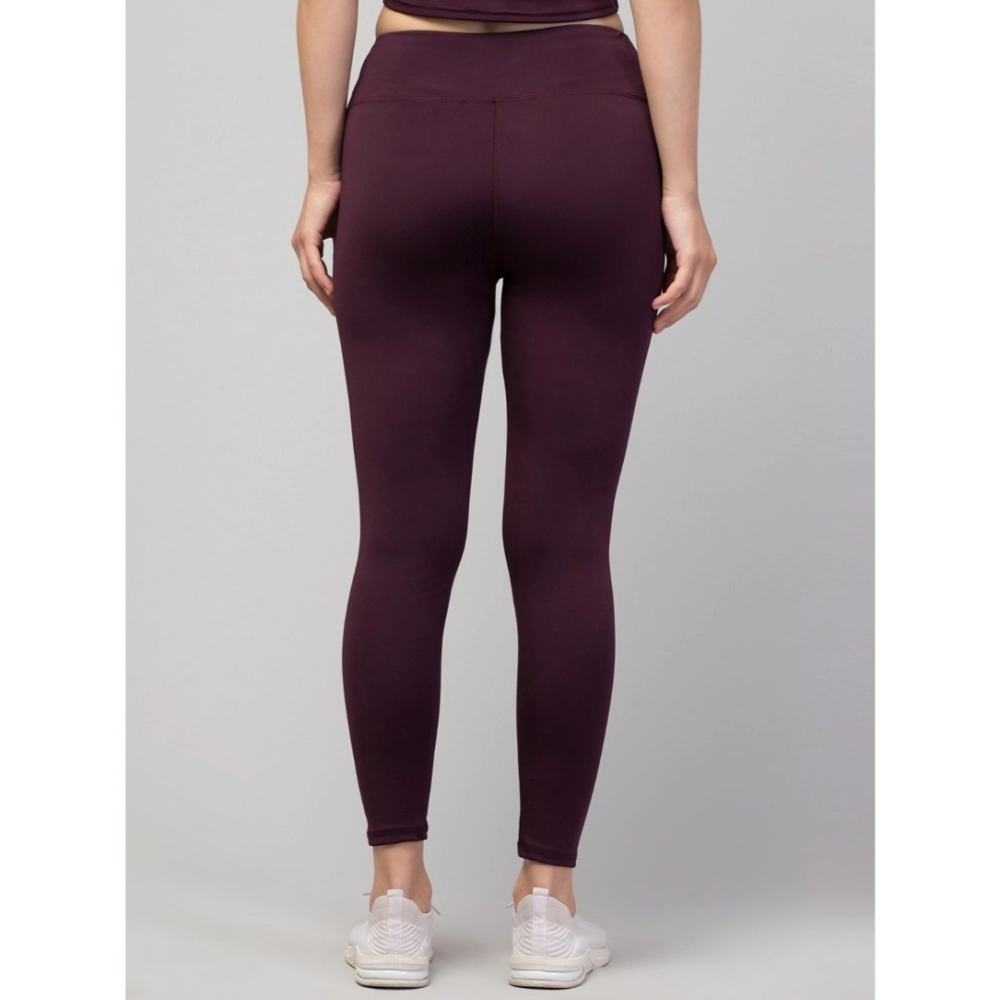 Polyester Solid Ankle Length High-Rise Tights (Purple) - Image 6