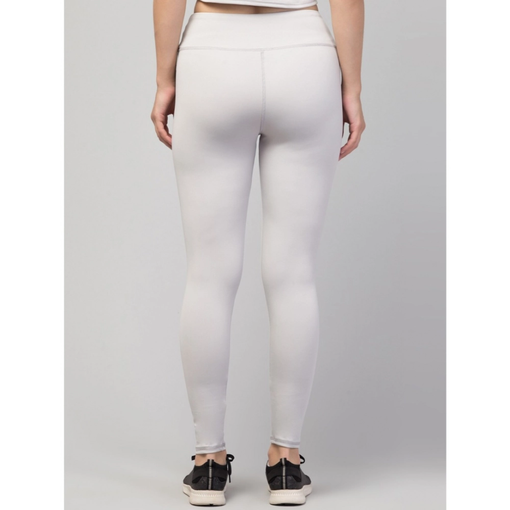 Polyester Solid Ankle Length High-Rise Tights (Light Grey) - Image 6