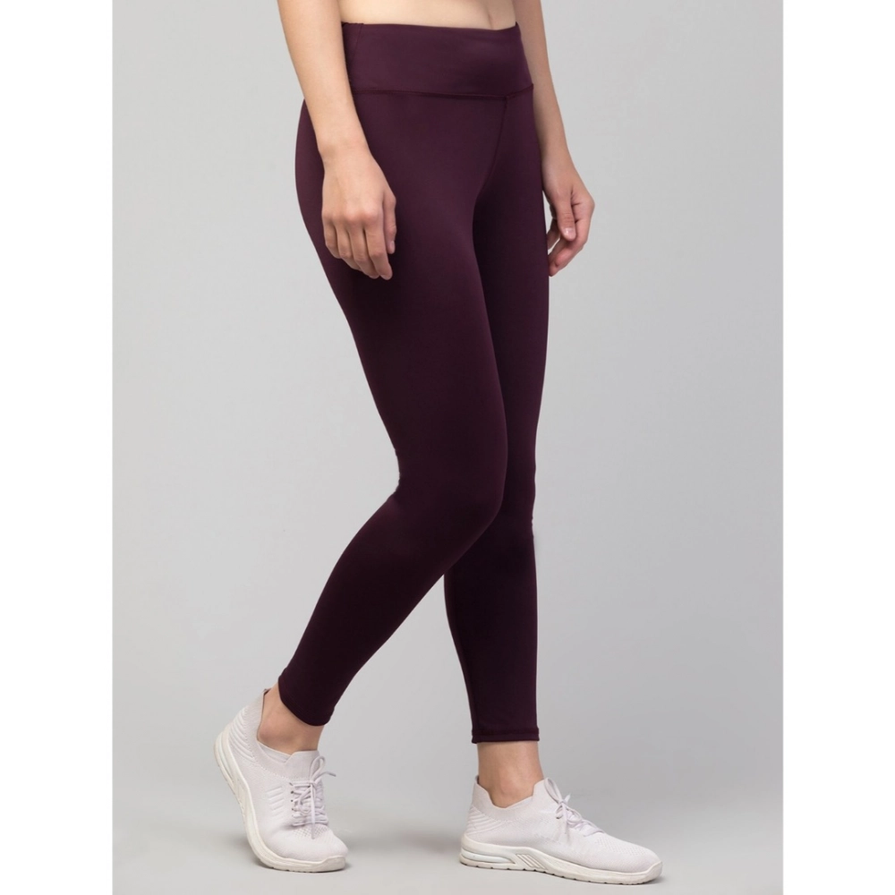Polyester Solid Ankle Length High-Rise Tights (Purple) - Image 5