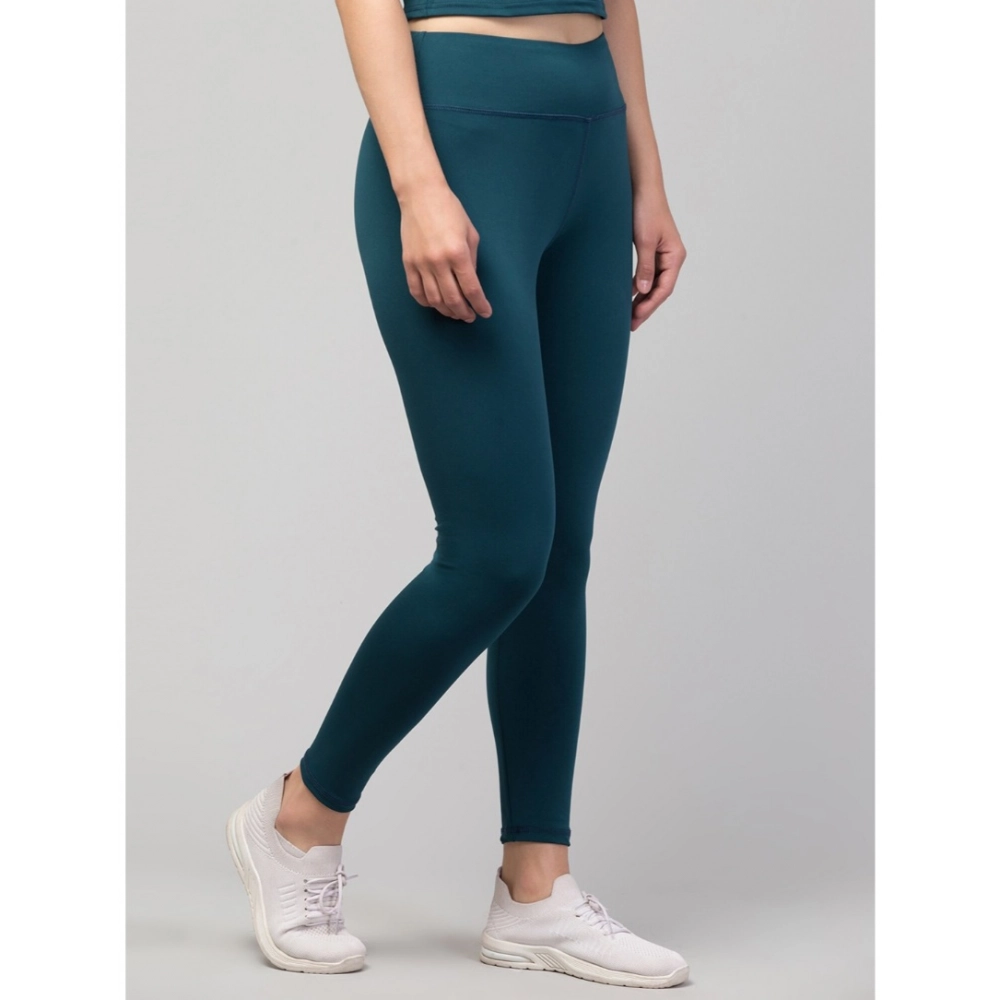 Polyester Solid Ankle Length High-Rise Tights (Green) - Image 2