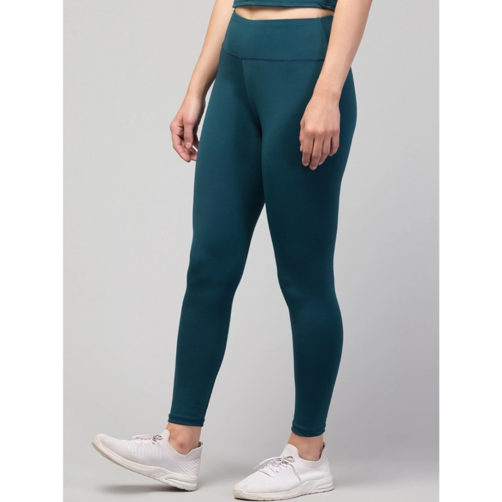 Polyester Solid Ankle Length High-Rise Tights (Green) - Image 3