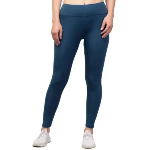 Polyester Solid Ankle Length High-Rise Tights (Teal)