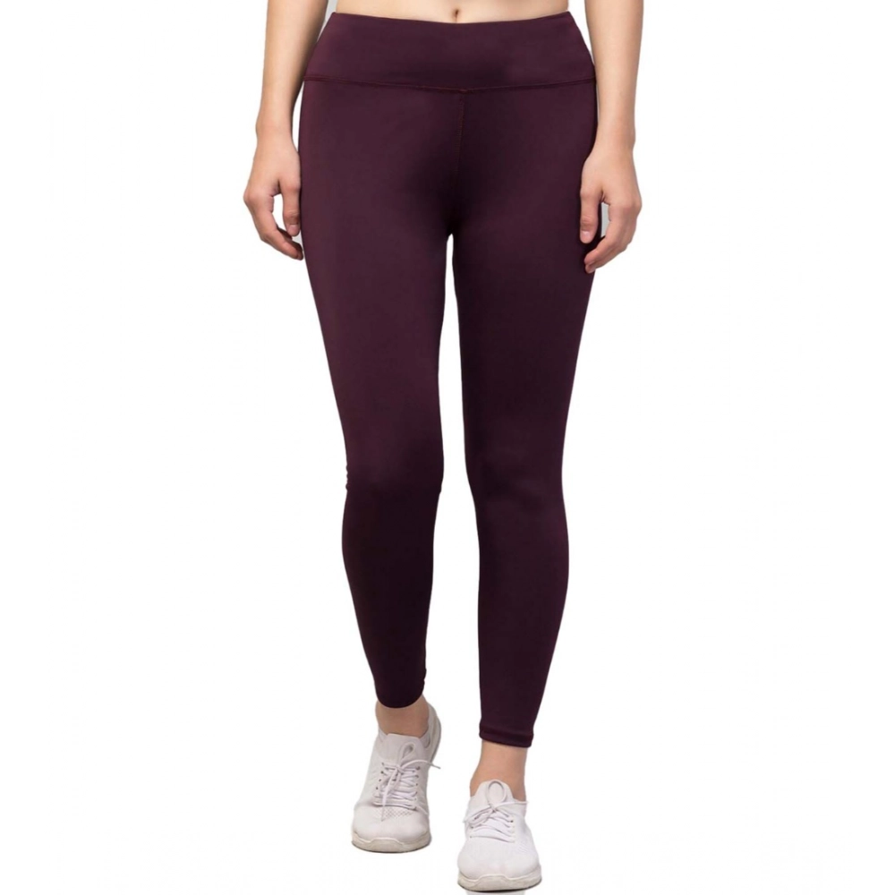 Polyester Solid Ankle Length High-Rise Tights (Purple)