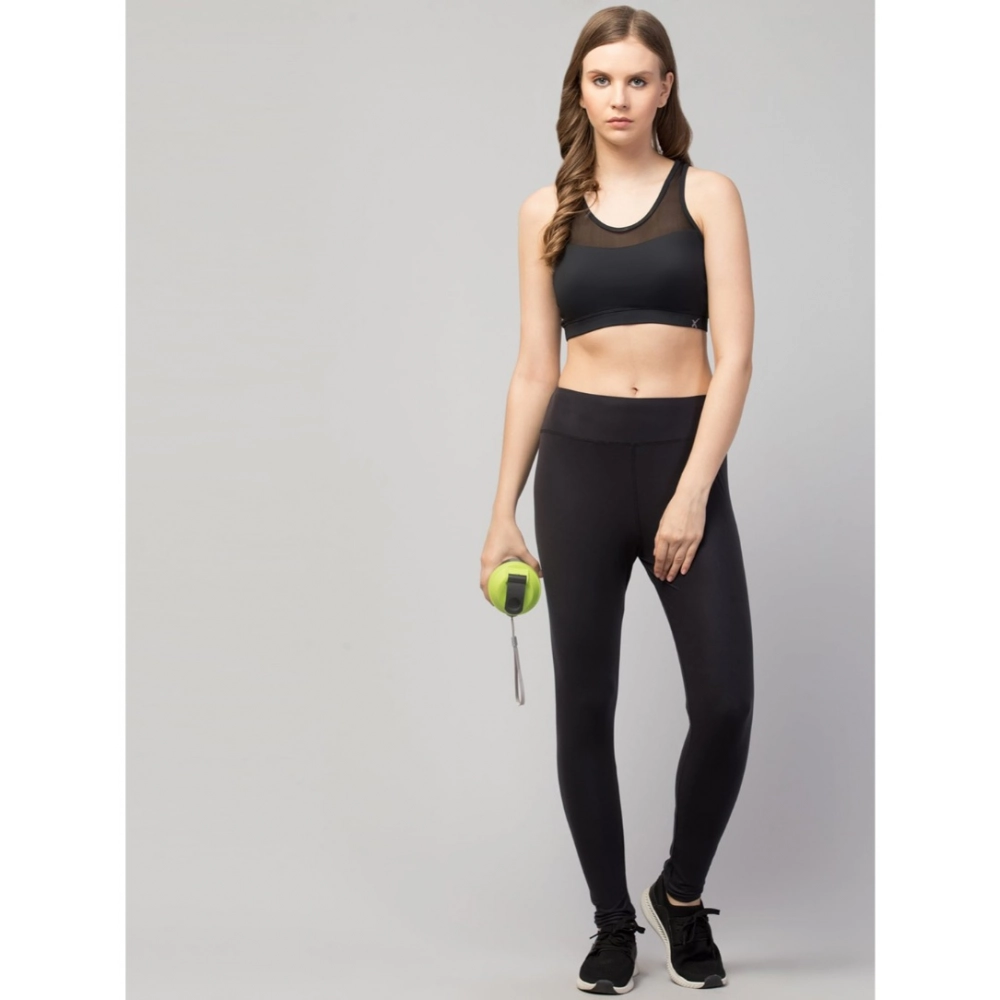 Polyester Solid Ankle Length High-Rise Tights (Black) - Image 3