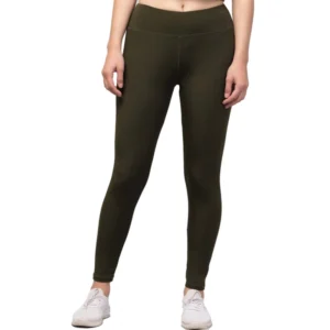 Polyester Solid Ankle Length High-Rise Tights (Olive)