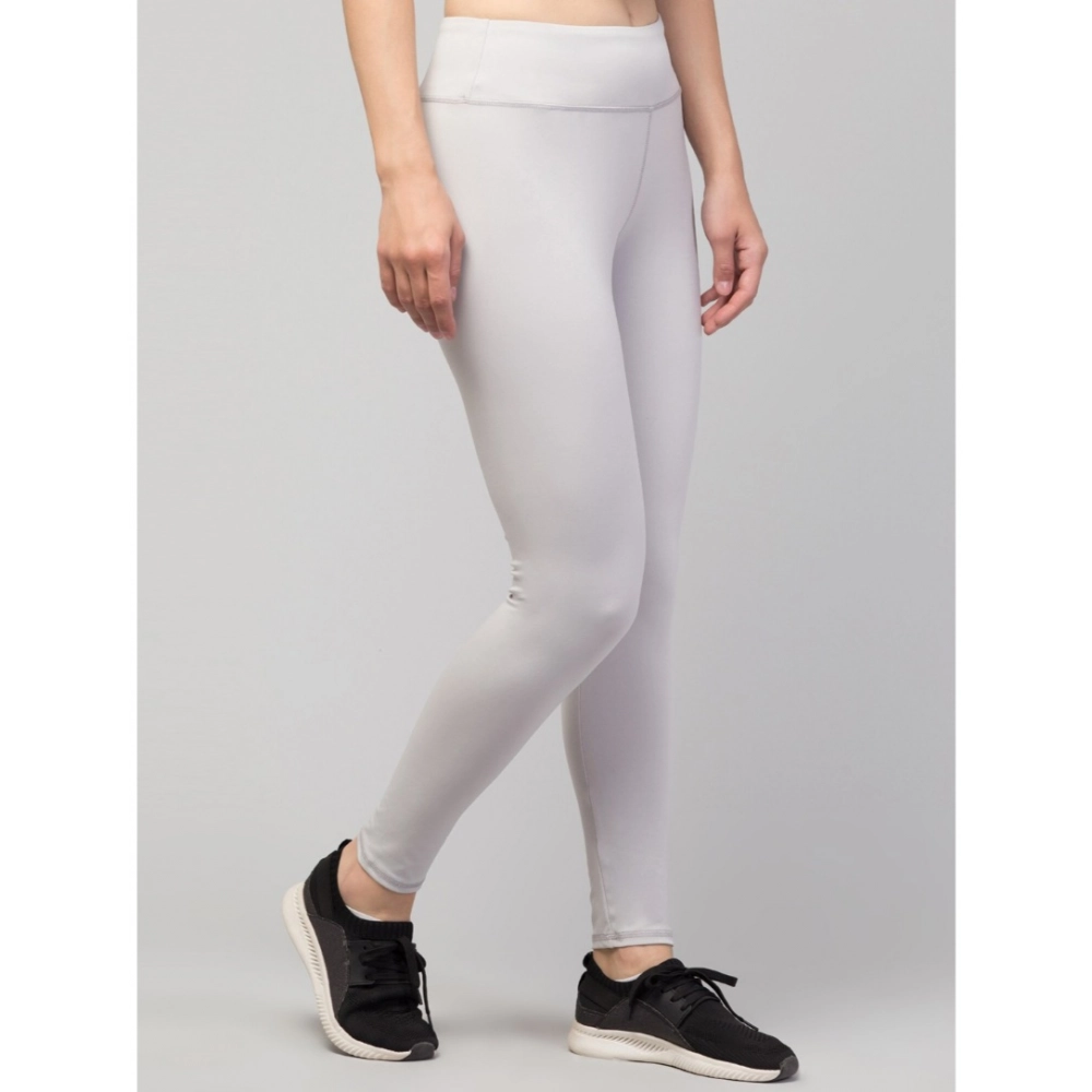 Polyester Solid Ankle Length High-Rise Tights (Light Grey) - Image 3