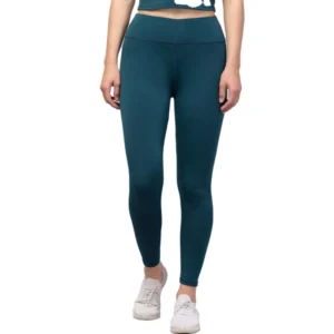 Polyester Solid Ankle Length High-Rise Tights (Green)