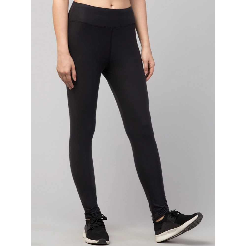 Polyester Solid Ankle Length High-Rise Tights (Black) - Image 2