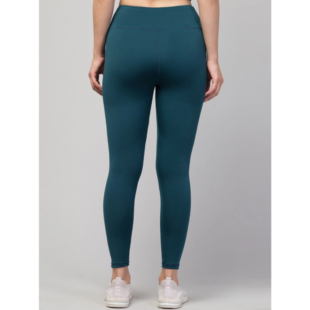 Polyester Solid Ankle Length High-Rise Tights (Green) - Image 6