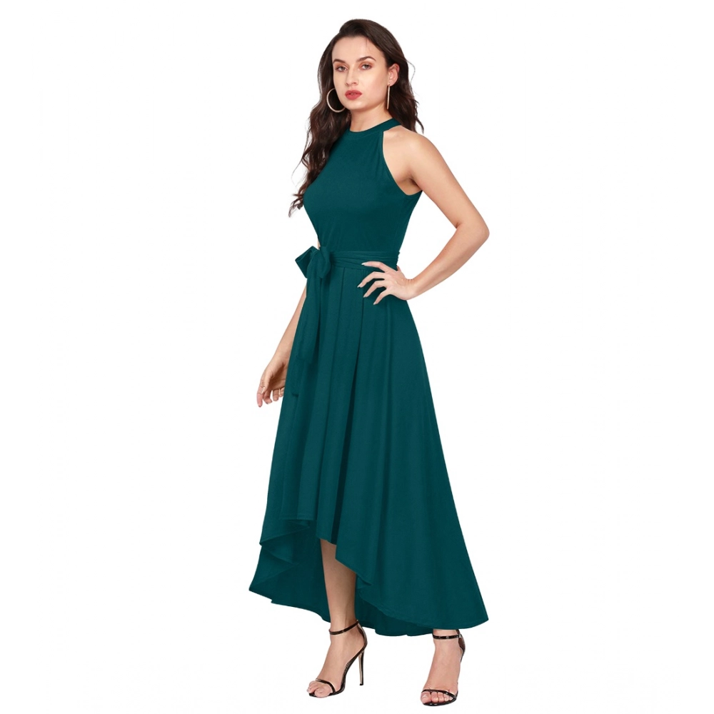 Polyster Solid Halter Neck Sleeveless Dress (Morpichh) - Image 4