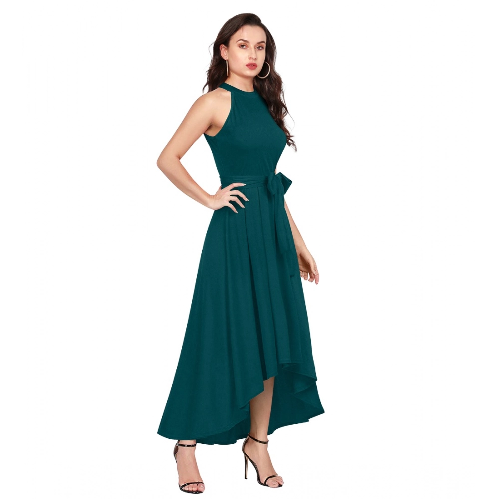 Polyster Solid Halter Neck Sleeveless Dress (Morpichh) - Image 5