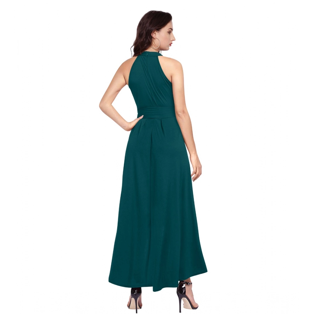 Polyster Solid Halter Neck Sleeveless Dress (Morpichh) - Image 2