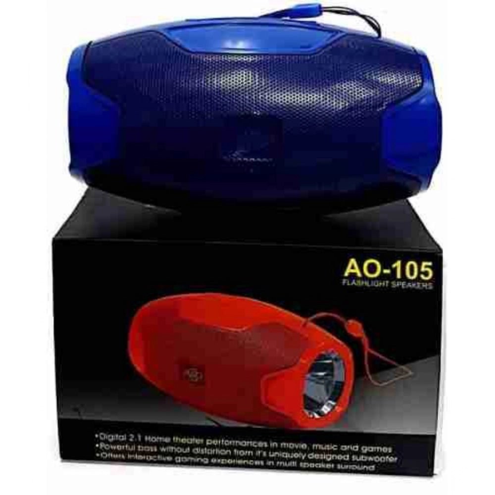 Plastic Rubber Wireless AO105 Bluetooth Speaker (Blue) - Image 2