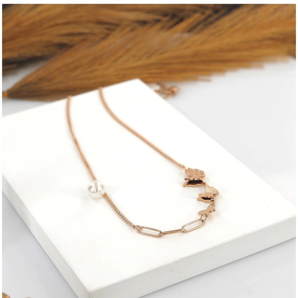 Women's Stainless Steel Butterfly Pendent Delicate Chain (Gold Plated) - Image 2