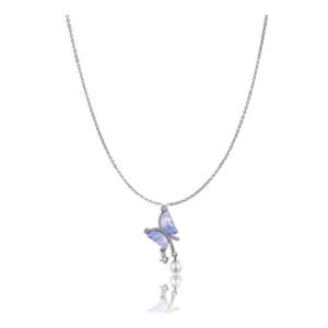 Women's Stainless Steel Butterfly Dailywear Pendent Delicate Chain (Silver Plated)