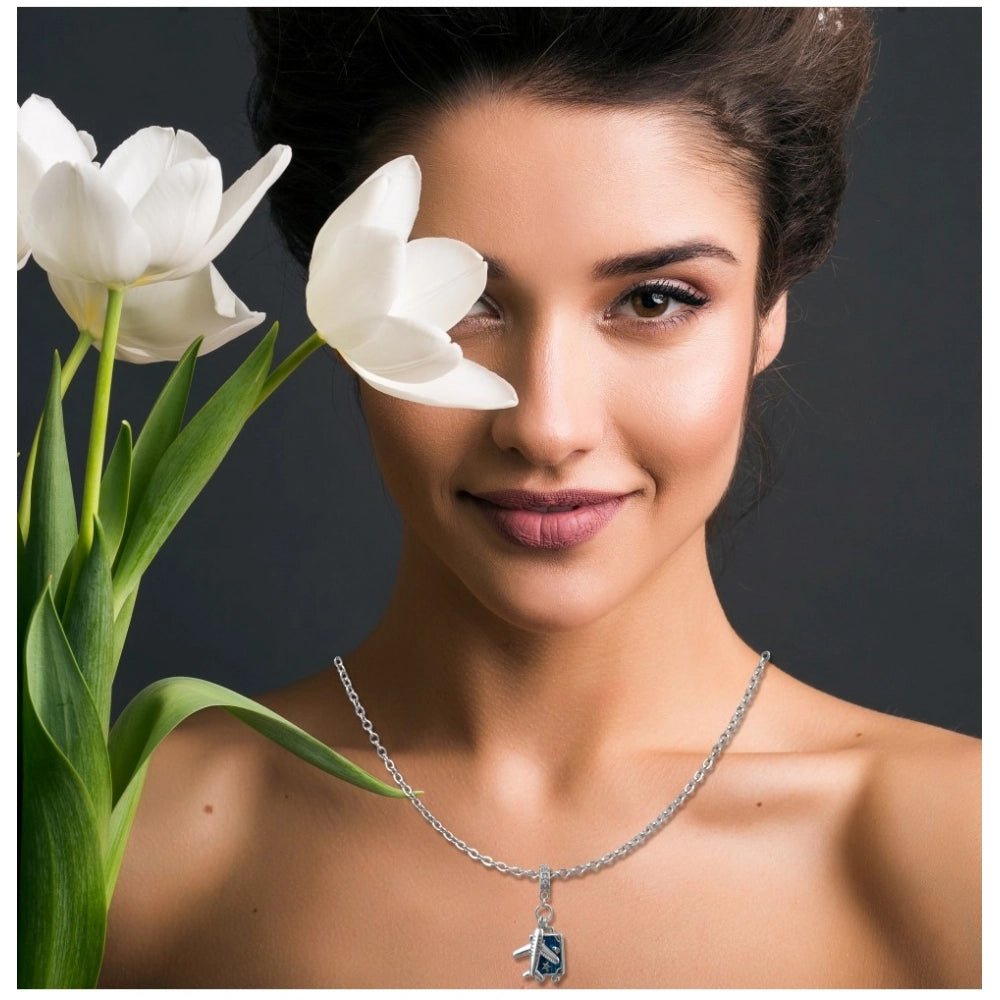 Women's Stainless Steel Airplane Design Pendent Delicate Chain (Silver Plated) - Image 3