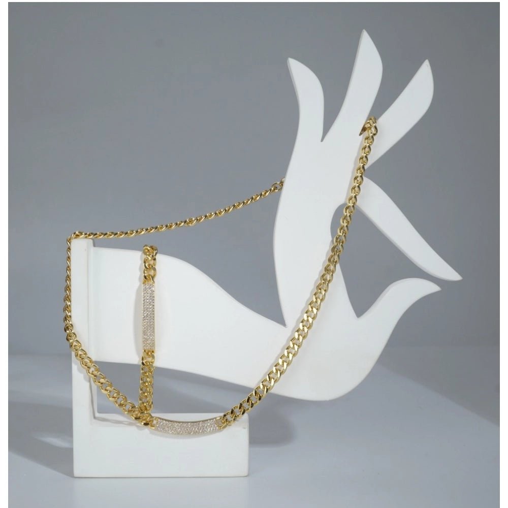 Women's Stainless Steel Gold Polish Polish Hand Bracelet And Necklace (Gold Plated) - Image 2