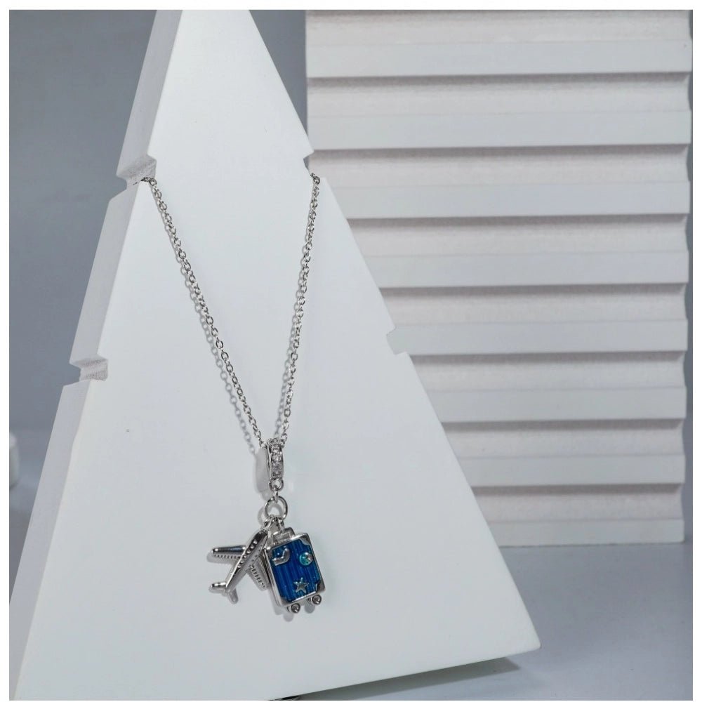 Women's Stainless Steel Airplane Design Pendent Delicate Chain (Silver Plated) - Image 2