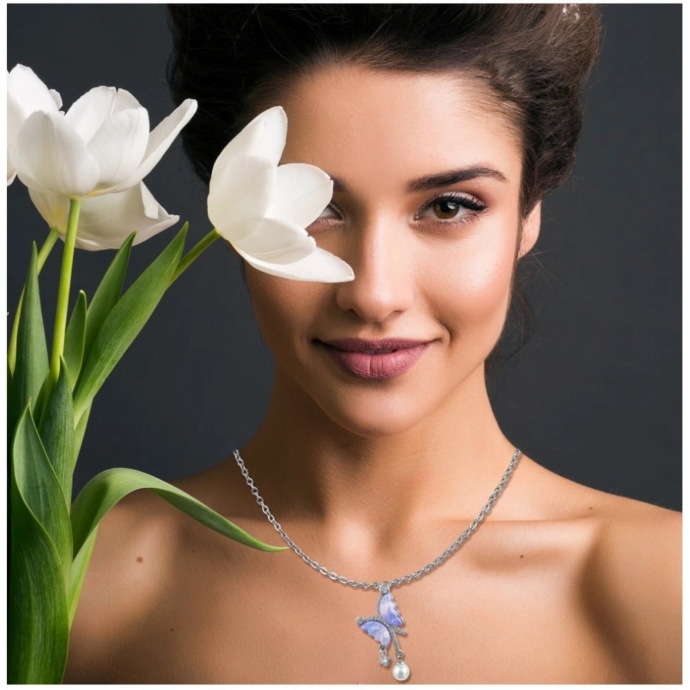 Women's Stainless Steel Butterfly Dailywear Pendent Delicate Chain (Silver Plated) - Image 3