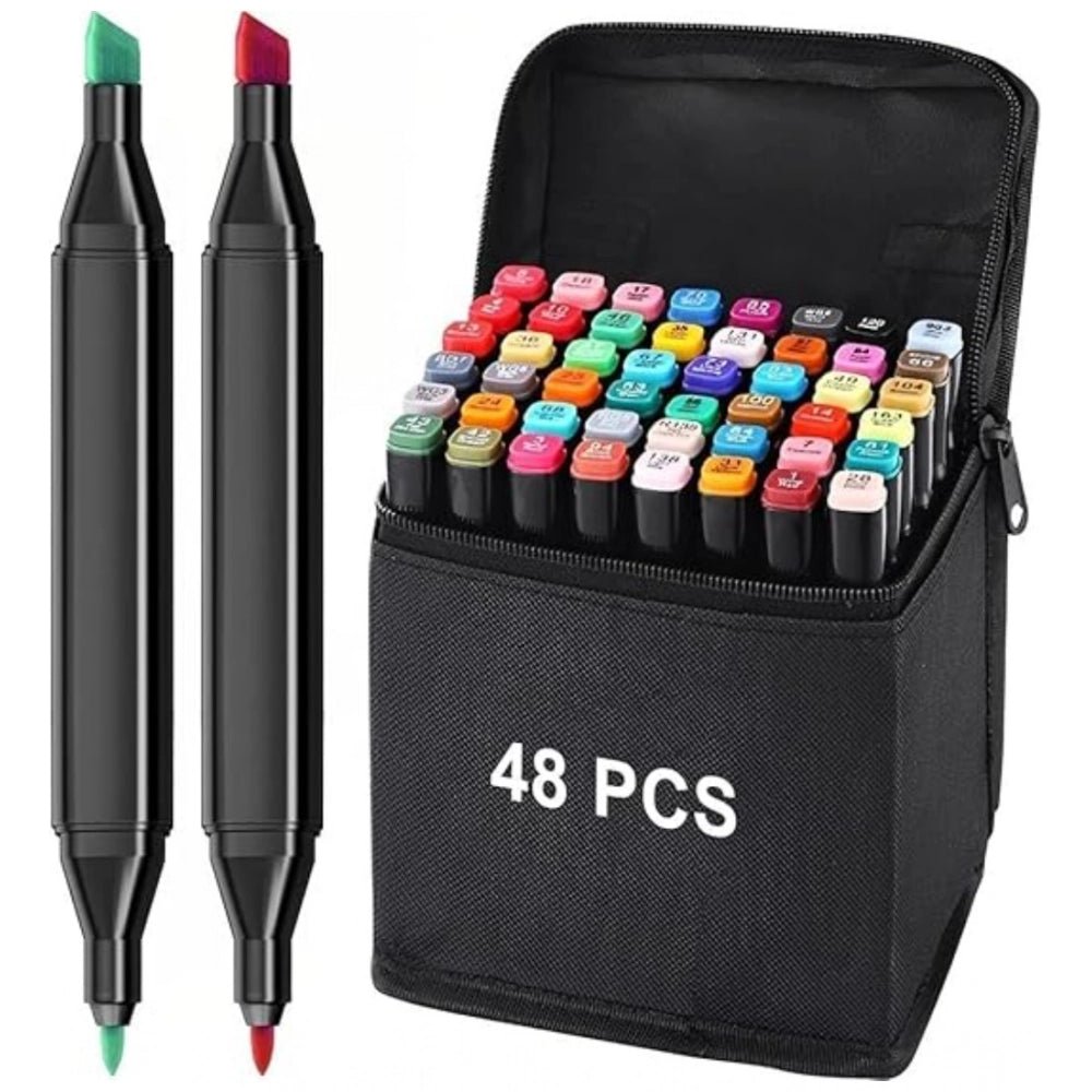 Plastic 48Pcs Colors Art Markers Sketch Pen Dual Tip Artist Art Marker (Multicolor ) - Image 3