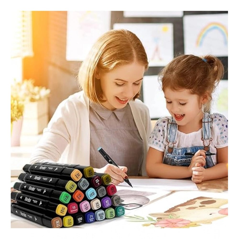 Plastic 24Pcs Colors Art Markers Sketch Pen Dual Tip Artist Art Marker (Multicolor ) - Image 4