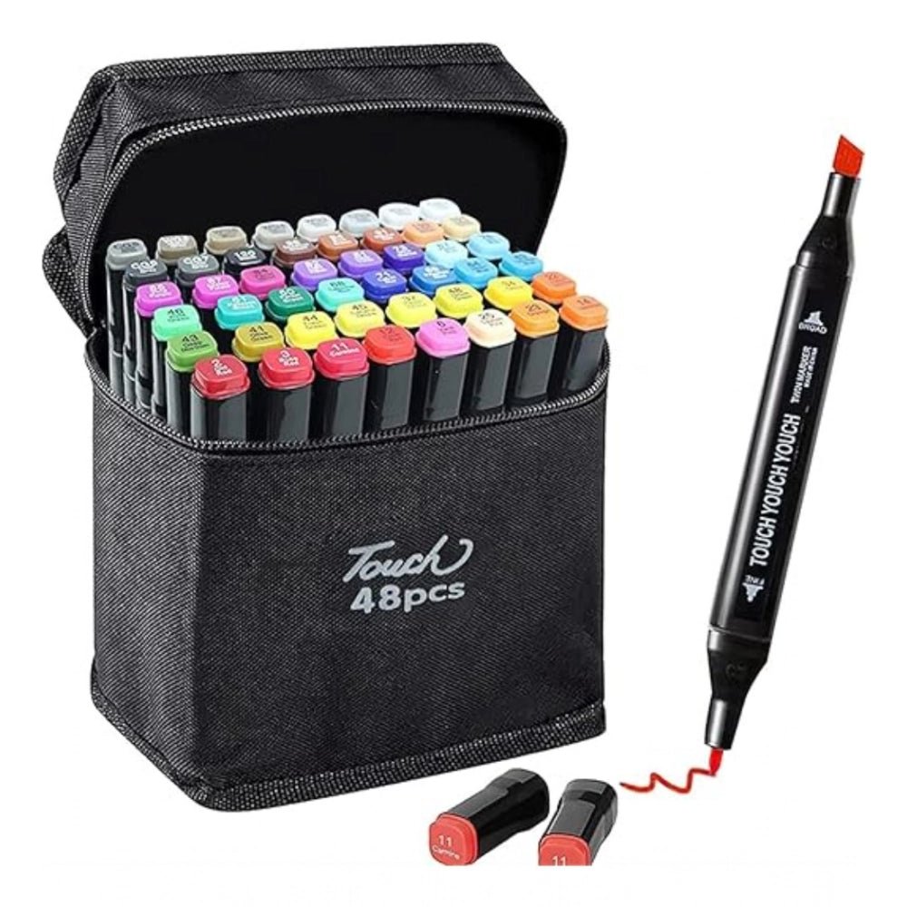 Plastic 48Pcs Colors Art Markers Sketch Pen Dual Tip Artist Art Marker (Multicolor ) - Image 2