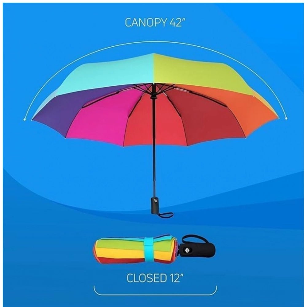 Metal Portable Auto Travel Umbrella (Rainbow) - Image 2