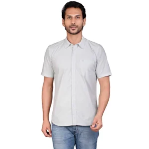 Casual Cotton Half Sleeve Solid Shirt (Grey)