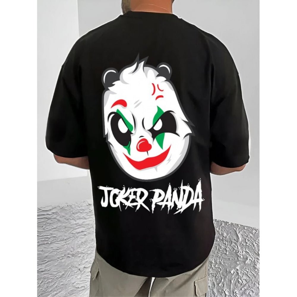 Men's Casual Cotton Blend Printed Round Neck Half Sleeve T-Shirt (Black) - Image 2