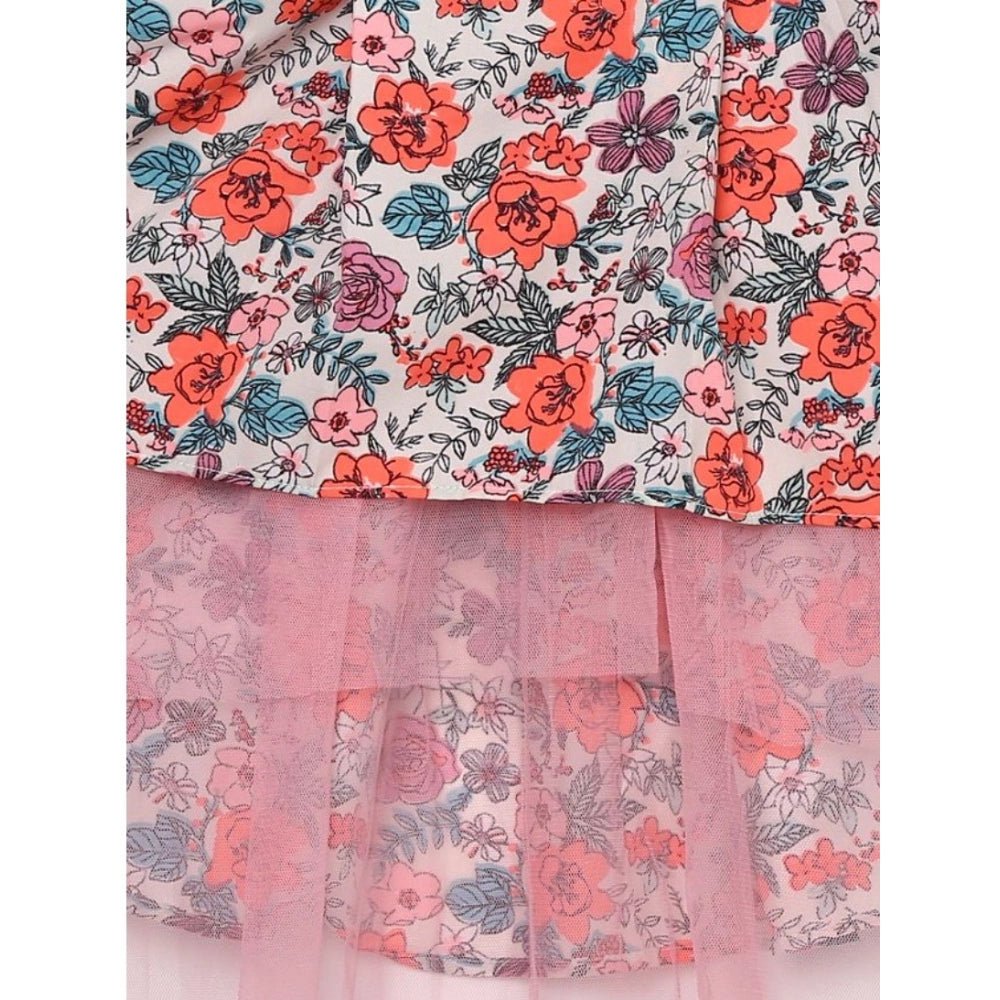 Girl's Polyester Crepe Printed Sleeveless Round Neck Dress (Multicolor) - Image 3
