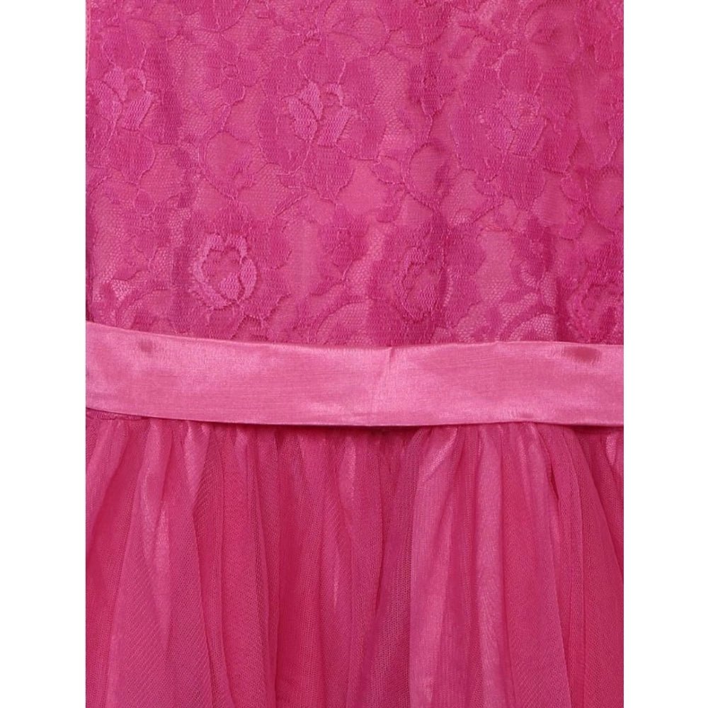 Girl's Polyester Net Floral Printed Sleeveless Round Neck Dress (Multicolor) - Image 3