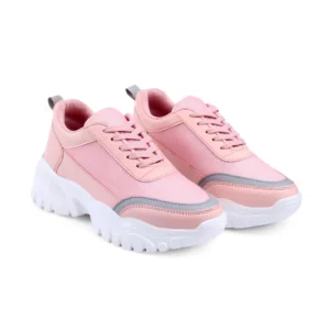 Casual Mesh Printed Lace-Ups Shoes (Pink)
