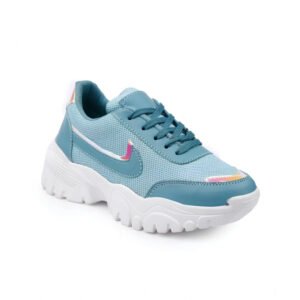 Women's Casual Mesh Printed Lace-Ups Shoes (Blue)