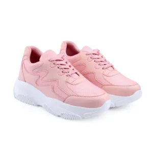 Casual Mesh Printed Lace-Ups Shoes (Pink)