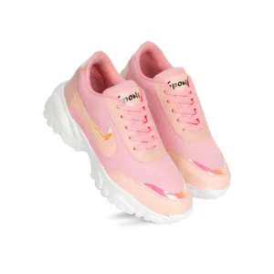 Casual Mesh Printed Lace-Ups Shoes (Pink)