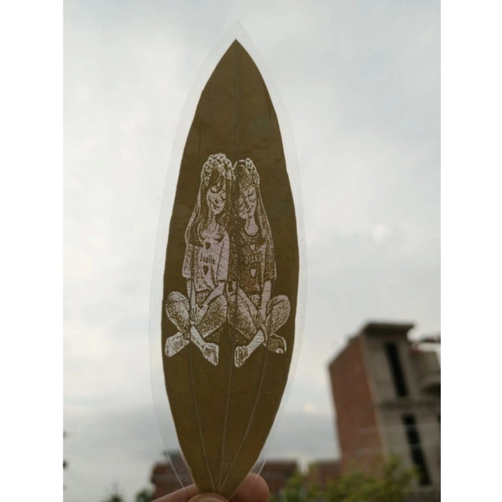 Custom Engraved Leaf Art – Best Friends - Sisters Portrait on Natural Leaf
