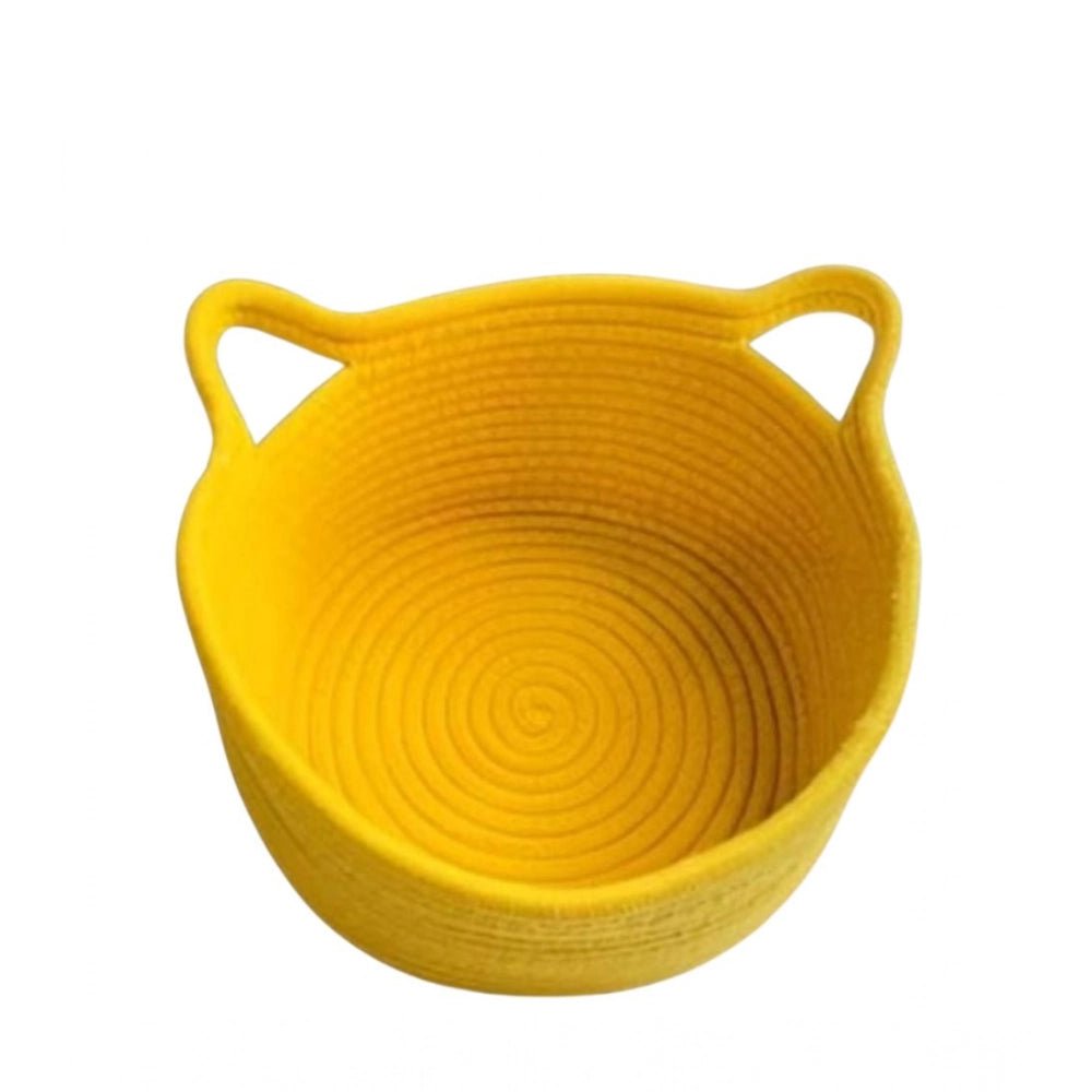 Cotton Pack Of_1 Plain Cat Basket 9x5 Inch (Yellow) - Image 2