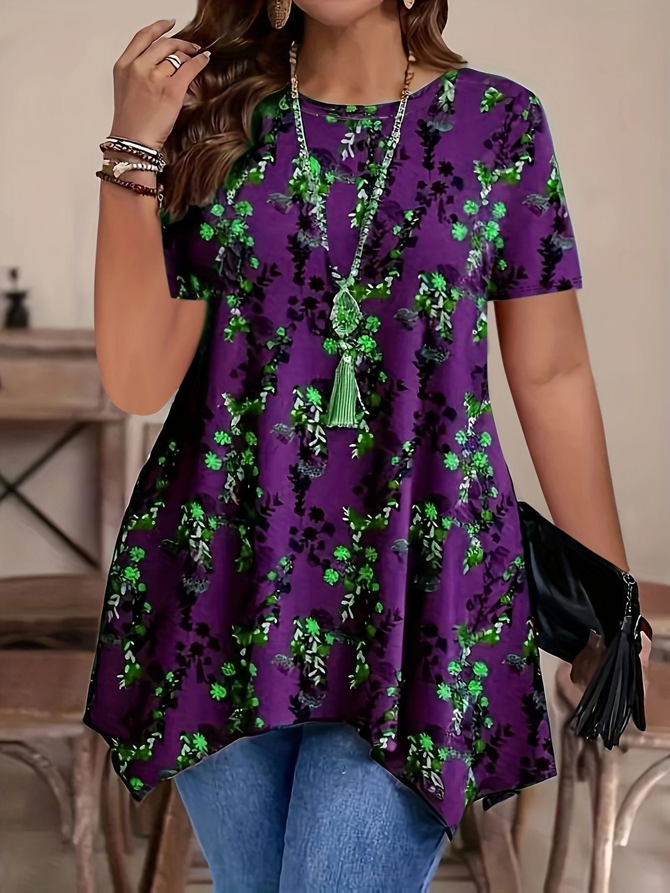 Amethyst Petal Asymmetric Tunic
