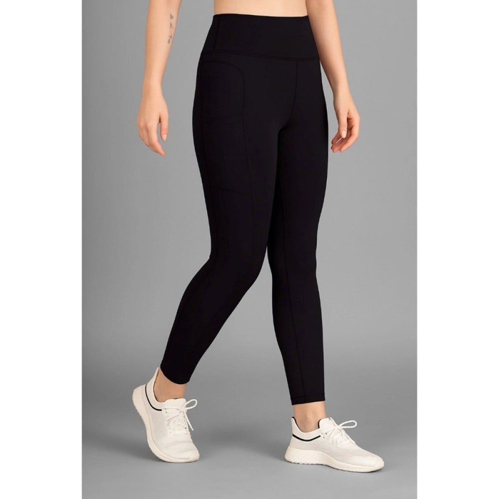 Women's Polyester Solid Ankle length High Waisted Tights (Black) - Image 2