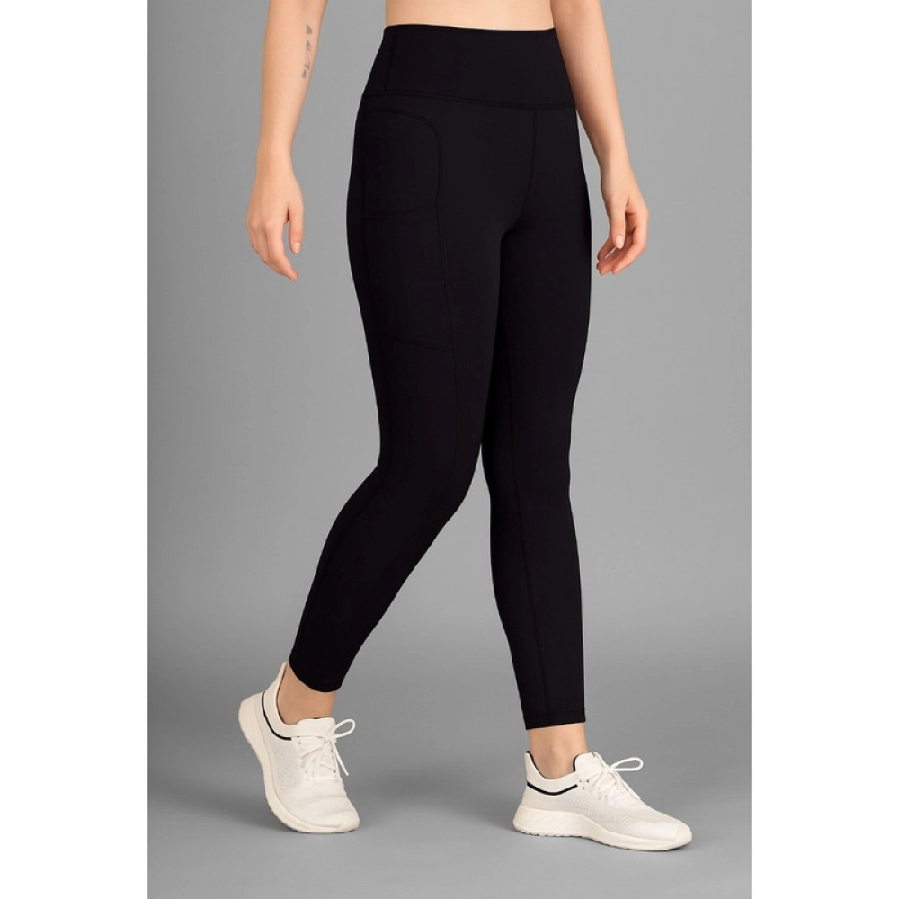 Polyester Solid Ankle length High Waisted Tights (Black) - Image 4