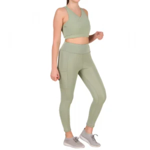 Polyester Solid Ankle length High Waisted Tights (Sea Green)